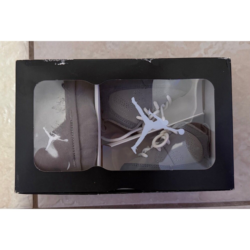 Baby Jordan 11 Retro Cool Grey Shoes & Beanie Set
